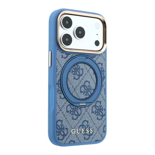 Guess PU 4G Ring Stand MagSafe tok iPhone 18 Pro készülékhez kék