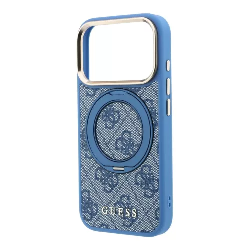 Guess PU 4G Ring Stand MagSafe tok iPhone 18 Pro készülékhez kék