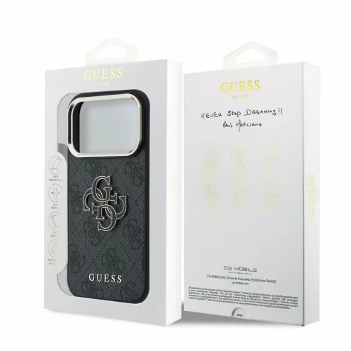 Guess PU 4G Resin Metal Logo tok iPhone 18 Pro készülékhez fekete