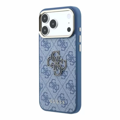 Guess PU 4G Resin Metal Logo tok iPhone 18 Pro készülékhez kék