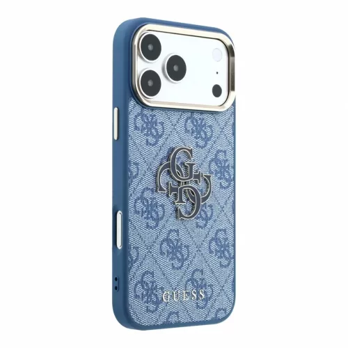 Guess PU 4G Resin Metal Logo tok iPhone 18 Pro készülékhez kék