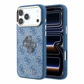  Guess PU 4G Resin Metal Logo tok iPhone 18 Pro Max készülékhez kék