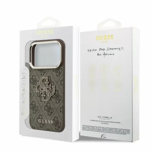 Guess PU 4G Resin Metal Logo tok iPhone 18 Pro készülékhez barna