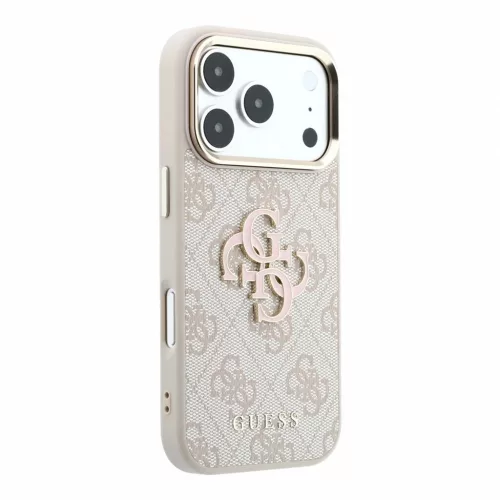 Guess PU 4G Resin Metal Logo tok iPhone 18 Pro készülékhez rózsaszín