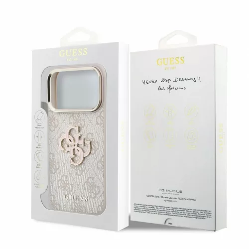 Guess PU 4G Resin Metal Logo tok iPhone 18 Pro Max készülékhez, rózsaszín