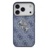 Guess 4G fém logós arany keretes PU bőr tok iPhone 18 Pro készülékhez kék