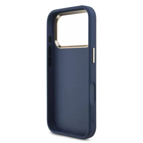 Guess 4G fém logós arany keretes PU bőr tok iPhone 18 Pro készülékhez kék
