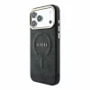 Guess PU Leather 4G aranykeretes dombornyomott MagSafe tok iPhone 18 Pro Max készülékhez, fekete