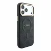 Guess PU Leather 4G aranykeretes dombornyomott MagSafe tok iPhone 18 Pro Max készülékhez, fekete
