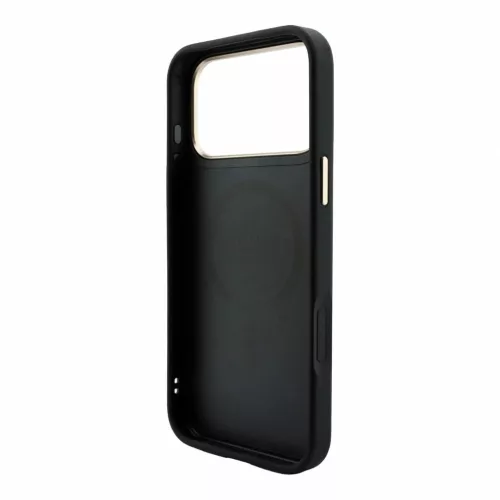 Guess PU Leather 4G aranykeretes dombornyomott MagSafe tok iPhone 18 Pro Max készülékhez, fekete