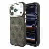 Guess PU bőr 4G aranykeretes domborított MagSafe tok iPhone 18 Pro Max készülékhez barna