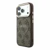 Guess PU bőr 4G aranykeretes domborított MagSafe tok iPhone 18 Pro Max készülékhez barna