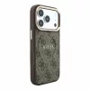 Guess PU bőr 4G aranykeretes domborított MagSafe tok iPhone 18 Pro Max készülékhez barna
