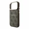 Guess PU bőr 4G aranykeretes domborított MagSafe tok iPhone 18 Pro Max készülékhez barna