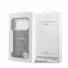 Guess PU bőr 4G aranykeretes domborított MagSafe tok iPhone 18 Pro Max készülékhez barna