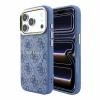 Guess PU-bőr 4G dombornyomott aranykeretes MagSafe tok iPhone 18 Pro készülékhez kék