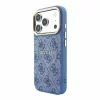 Guess PU-bőr 4G dombornyomott aranykeretes MagSafe tok iPhone 18 Pro készülékhez kék
