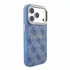 Guess PU-bőr 4G dombornyomott aranykeretes MagSafe tok iPhone 18 Pro készülékhez kék