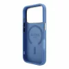Guess PU-bőr 4G dombornyomott aranykeretes MagSafe tok iPhone 18 Pro készülékhez kék