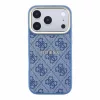 Guess 4G műbőr MagSafe tok iPhone 18 Pro Max készülékhez – arany keretes, dombornyomott, kék
