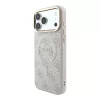 Guess PU bőr 4G aranykeretes dombornyomott MagSafe tok iPhone 18 Pro készülékhez rózsaszín