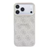 Guess PU bőr 4G aranykeretes dombornyomott MagSafe tok iPhone 18 Pro készülékhez rózsaszín