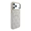 Guess PU bőr 4G aranykeretes dombornyomott MagSafe tok iPhone 18 Pro készülékhez rózsaszín