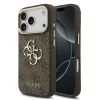 Guess PU-bőr 4G Metal Logo arany keretes tok iPhone 18 Pro készülékhez barna