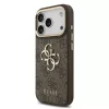 Guess PU-bőr 4G Metal Logo arany keretes tok iPhone 18 Pro készülékhez barna