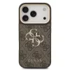 Guess PU-bőr 4G Metal Logo arany keretes tok iPhone 18 Pro készülékhez barna