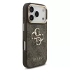 Guess PU-bőr 4G Metal Logo arany keretes tok iPhone 18 Pro készülékhez barna