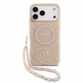   Guess IML Flowers Allover Strap MagSafe tok iPhone 18 Pro Max készülékhez rózsaszín