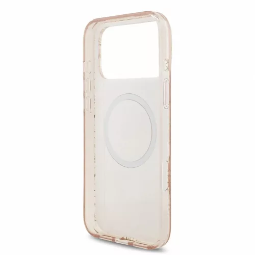 Guess IML Flowers Allover Strap MagSafe tok iPhone 18 Pro Max készülékhez rózsaszín