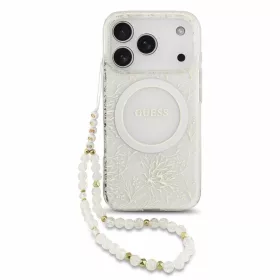   Guess IML Flowers Allover Strap MagSafe tok iPhone 18 Pro készülékhez fehér
