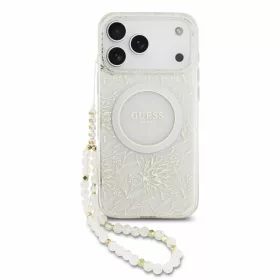   Guess IML Flowers Allover Strap MagSafe tok iPhone 18 Pro Max készülékhez, fehér