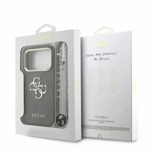Guess PU 4G Metal Logo Strap tok iPhone 18 Pro készülékhez fekete