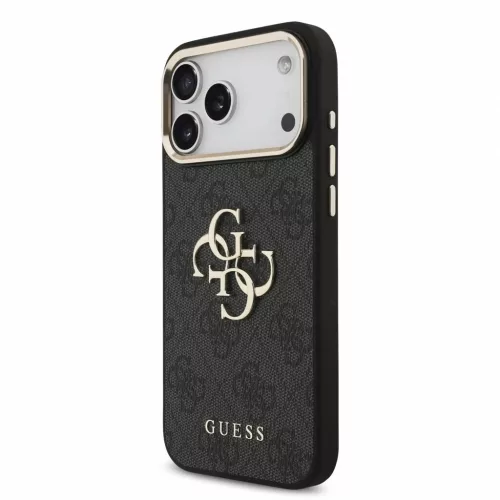 Guess PU 4G Metal Logo Strap tok iPhone 18 Pro Max készülékhez fekete