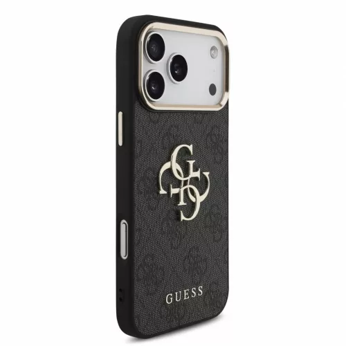 Guess PU 4G Metal Logo Strap tok iPhone 18 Pro Max készülékhez fekete