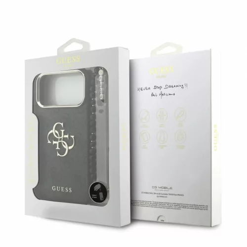 Guess PU 4G Metal Logo Strap tok iPhone 18 Pro Max készülékhez fekete