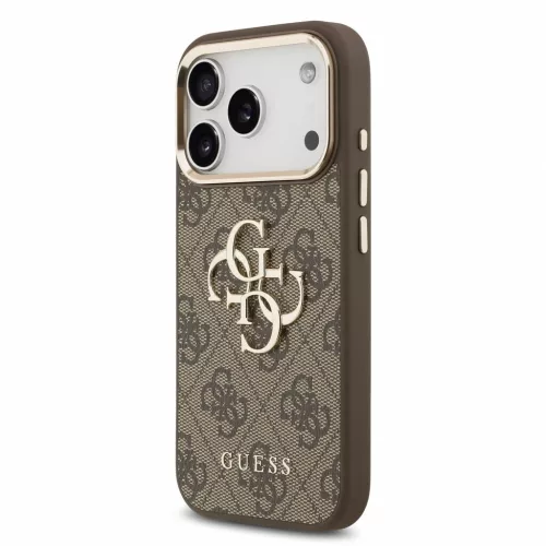 Guess PU 4G Metal Logo Strap tok iPhone 18 Pro készülékhez barna