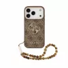 Guess PU 4G Metal Logo szíjas tok iPhone 18 Pro Max készülékhez, barna