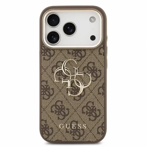 Guess PU 4G Metal Logo szíjas tok iPhone 18 Pro Max készülékhez, barna
