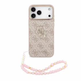   Guess PU 4G Metal Logo Strap tok iPhone 18 Pro Max készülékhez rózsaszín