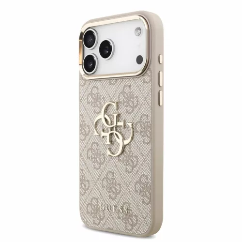 Guess PU 4G Metal Logo Strap tok iPhone 18 Pro Max készülékhez rózsaszín
