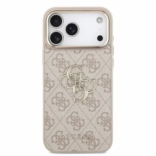 Guess PU 4G Metal Logo Strap tok iPhone 18 Pro Max készülékhez rózsaszín