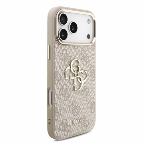 Guess PU 4G Metal Logo Strap tok iPhone 18 Pro Max készülékhez rózsaszín