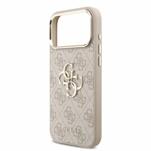 Guess PU 4G Metal Logo Strap tok iPhone 18 Pro Max készülékhez rózsaszín