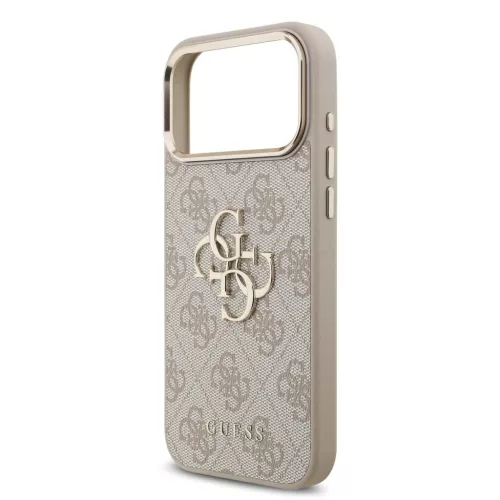 Guess PU bőr 4G Metal Logo Gold Frame tok iPhone 18 Pro Max készülékhez rózsaszín