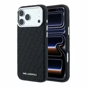   Karl Lagerfeld iPhone 18 Pro tok MagSafe, félig körbeölelő, szemcsés PU bőr, fekete