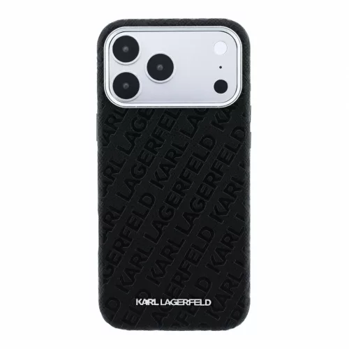 Karl Lagerfeld iPhone 18 Pro tok MagSafe, félig körbeölelő, szemcsés PU bőr, fekete